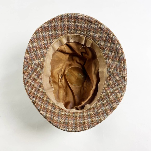 Vintage womens brown plaid wool walking hat Afonwen Woollen Mill - Picture 5 of 8